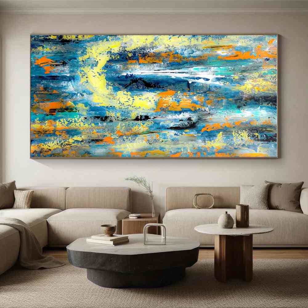 Yellow_Paintings_Blue_Cool_Abstract_Artwork_K77KD wall art